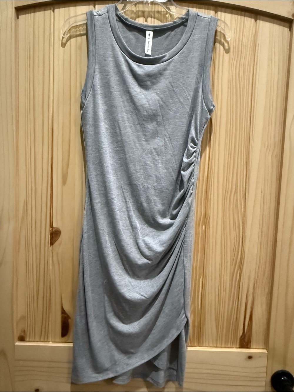 Vanilla Bay Gray Sleeveless Ruched Midi Dress